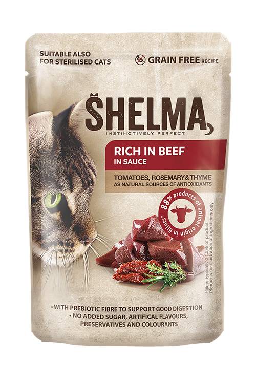 Shelma bezzbożowe fileciki gotowane na parze. Bogate w wołowinę z pomidorami i ziołami w sosie