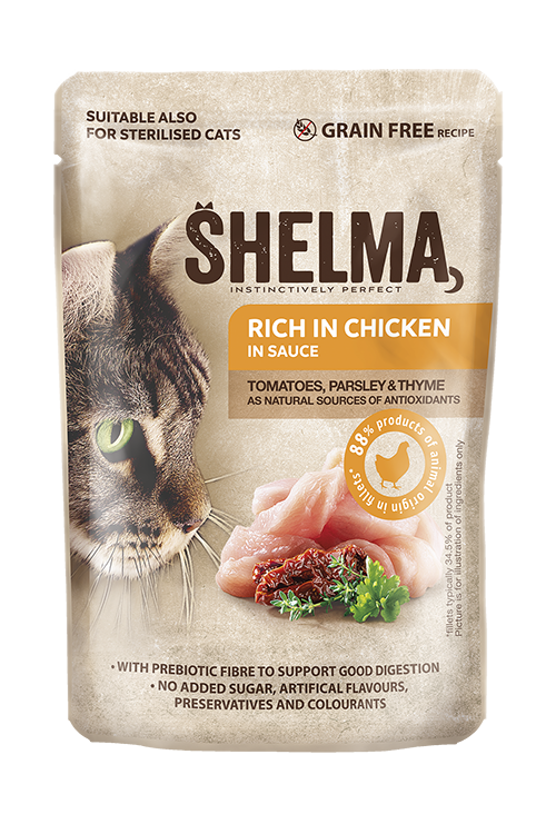 Shelma bezzbożowe fileciki gotowane na parze. Bogate w kurczaka z pomidorami i ziołami w sosie